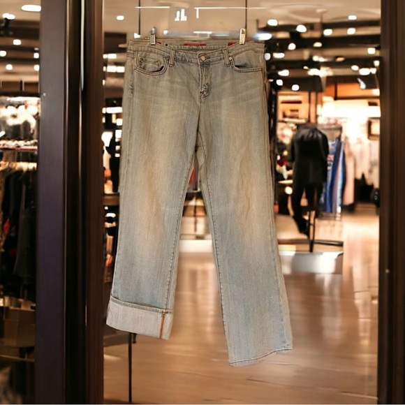 Trendy Bootcut/wide leg cuffed up jeans. Baby blue. Super soft and comfortable. - Picture 14 of 15